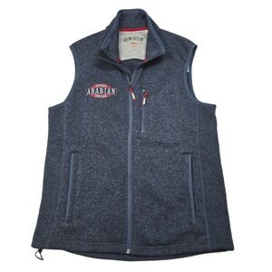 Orvis Fleece Vest‎ Mens Medium Navy Blue Zip Scottsdale Arabian Horse Show Logo